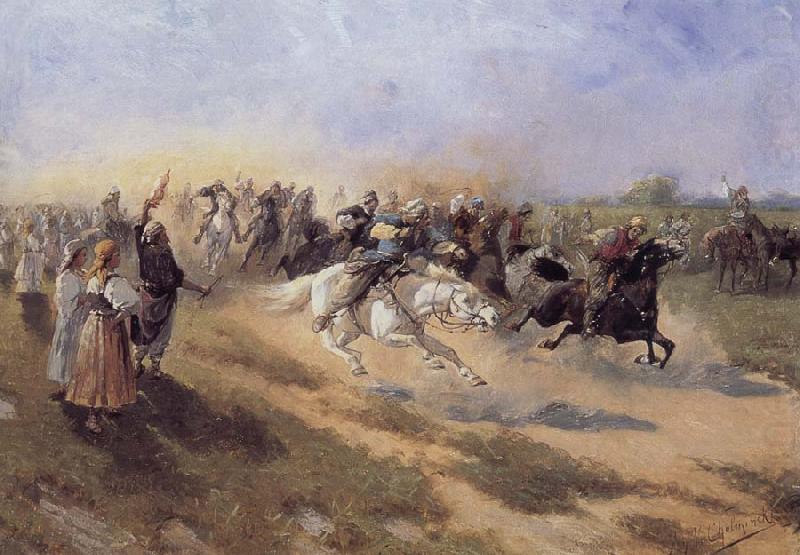 Jan Van Chelminski Horse race china oil painting image